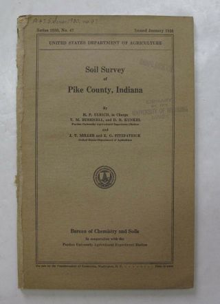 Color Soil Survey Map Pike County Indiana Petersburg Winslow Spurgeon 1938