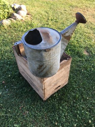 Large Antique Galvanized Watering Can Primitive 16 " Tall