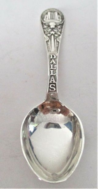 Sterling Silver Demi.  Souvenir Spoon Made By J.  W.  R.  (robbins) Dallas - Longhorn