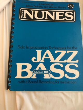 Rare Warren Nunes Jazz Electric Bass Book W/ Flexidisc Improv Guitar