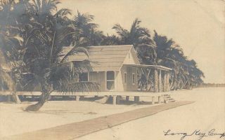 Fl 1909 Very Rare Florida Real Photo Fla Keys Cottage At Long Key Fishing Camp