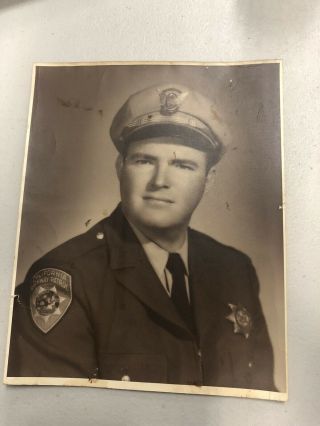 Vintage Photo (8 By 10) California Highway Patrol In Uniform (rare) Around 1940s
