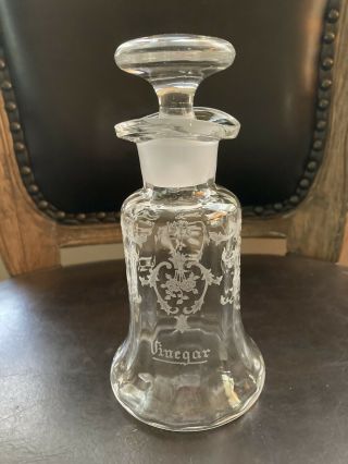 Antique Hawkes? Etched Glass Vinegar Oil Cruet