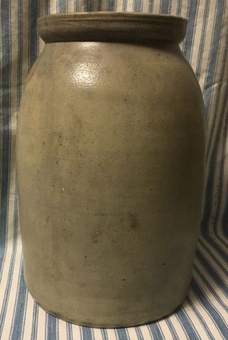 Antique Primitive Wax Sealer Pottery Crock Canning Jar Salt Glaze 9”x6”