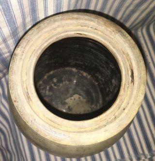 Antique Primitive Wax Sealer Pottery Crock Canning Jar Salt Glaze 9”x6” 2