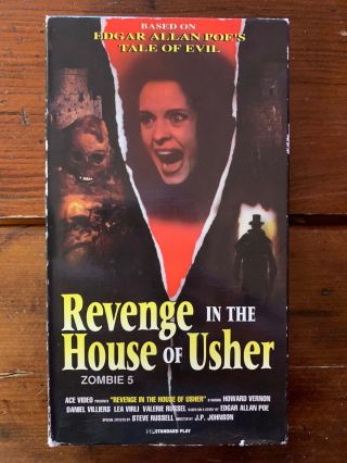 Zombie 5 Revenge In The House Of Usher Vhs Edde Sov Horror Rare Cult Oop Evil
