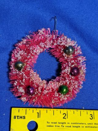 Antique Rare Wreath Xmas Tree Ornament Mini Mercury Glass Balls Vtg Old White