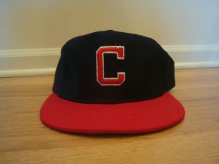 Vtg Cleveland Indians Hat Cap Era 7 3/8 Retro 80s 70s 1978 - 1985 Rare Block C