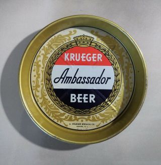 Krueger Ambassador Brewery Antique Vintage Beer Tip Tray Breweriana
