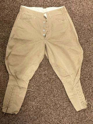 Antique Post Wwi Pre Wwii Us Army Cavalry Pants Trousers Sz 28 Or 30 In.  Cotton