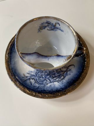 1896 - 1912 Empire Porcelain Stoke On Trent Blue Iris Teacup/ Saucer 2