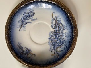 1896 - 1912 Empire Porcelain Stoke On Trent Blue Iris Teacup/ Saucer 3