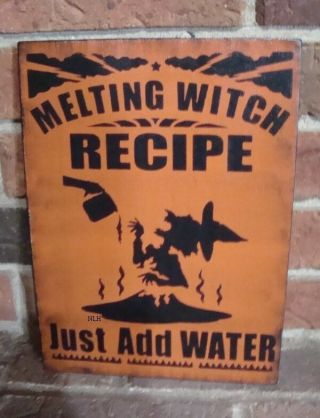 Primitive Style Halloween Wood Witch Sign “melting Witch Recipe Hp