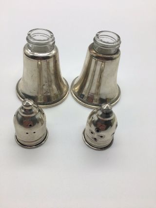 Sterling Silver Duchin Creation Weighted Salt Pepper Shakers Glass - 2