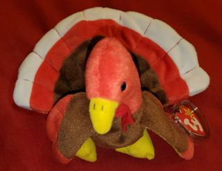 Ty Beanie Baby,  Gobbles The Turkey,  Retired,  Unusual Rare Tags & Pvc Pellets