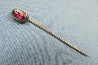 Antique Victorian Silver Stickpin With Mixed Cut Rose Quartz Gemstone " Ps Co.  "