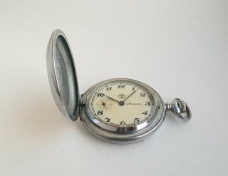 Vintage Soviet mechanical pocket watch MOLNIJA.  18 jew.  USSR 2