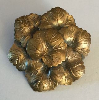 Large Antique Metal Leaf Cluster Pile Leaves Old Button Unique Shape