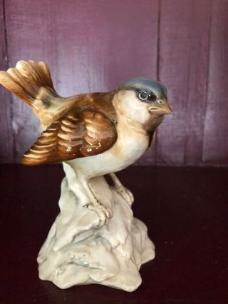 Ceramic Glass Wren Bird Statue Figurine Signed Numbered