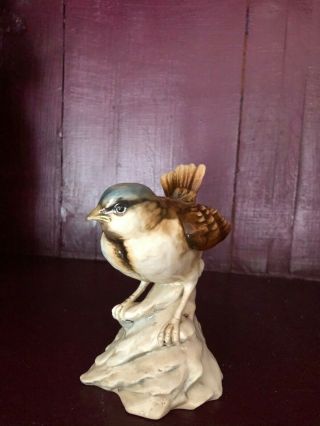 Ceramic Glass Wren Bird Statue Figurine Signed Numbered 2