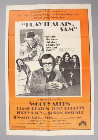 Very Rare 1972 Paramount Pictures Play It Again Sam Woody Allen Movie Poster