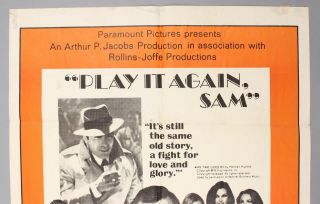 VERY RARE 1972 Paramount Pictures PLAY IT AGAIN SAM Woody Allen Movie Poster 2