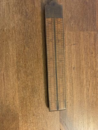 Antique Folding Ruler Brass Wood Chapin Stevens Co.  No.  15,  24”