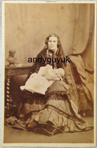 Cdv Lady In Mourning Post Mortem Baby Newcastle Staffordshire Antique Photo