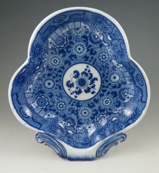 Antique Pottery Pearlware Blue Transfer Pinwheel Pattern Dessert Dish 1810