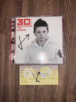 Autographed 30 Seconds To Mars Cd And Concert Ticket - Signed By Jared Leto Rare