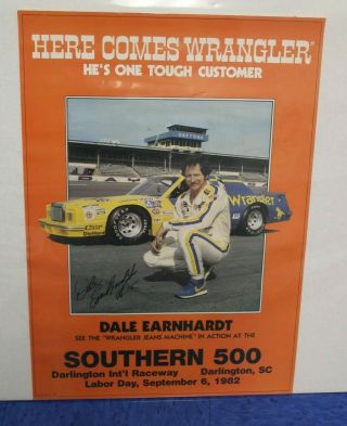 16x22 Vintage 1982 Dale Earnhardt Southern 500 Promo Poster - Rare