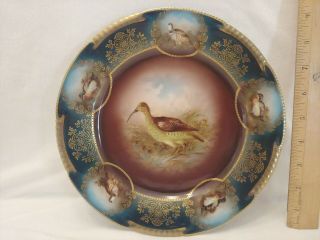 Antique Royal Vienna Z S & C Bavaria Porcelain Game Bird Cabinet Plate (h)