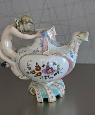 German Meissen Manufactory Hausmaler Decorated Figural Teapot - Rare
