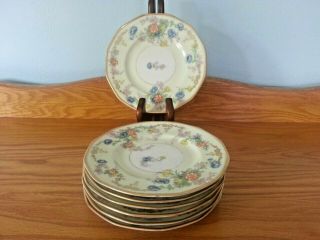 Antique 1920 - 1936 Theodore Haviland Limoges Jewel Set Of 4 Bread 6.  5 " Plates.