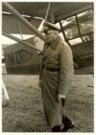 Press Photo: Rare Wehrmacht General Strauss By Luftwaffe Fi.  156 Storch Plane