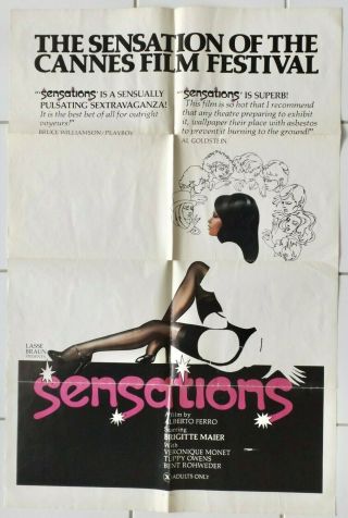 Rare Vintage 1975 One - Sheet X - Rated Sensations Movie Poster Cannes Film Festival