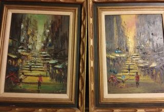 Pair Or Vintage Oil Paintings Signed And Framed