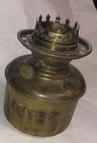 Antique Brass Drop In Oil Lamp Font Tank As Found Marked Success