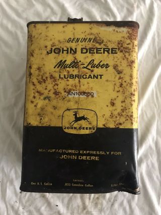 Rare Vintage John Deere Lube Lubricant Oil Advertising Can Motor 4 Legged Deere
