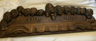 Glorious Rare Large Nuns Convent Hand Carved Wood Last Supper Plaque