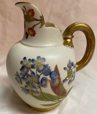 Antique 1887 Royal Worcester English England Porcelain Floral Creamer Pitcher