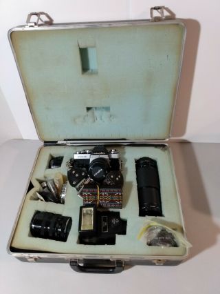 Rare Vintage Minolta Ex - 5 Black Leica Canon,  Camera W/box Extra Lens Flash Ext.
