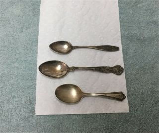 3 Antique Sterling Silver Spoons / 50.  6 Grams / 1800 