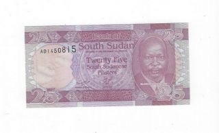 Unc Rare South Sudan 2011 25 Piasters Ad Prefix