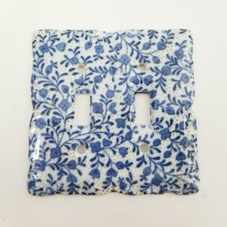 Antique Blue And White Floral Ceramic Switch Plate
