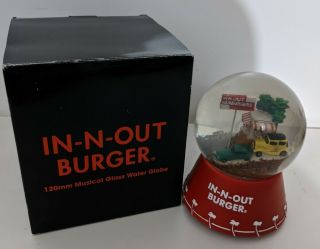 Rare In - N - Out Burger Musical Glass Water Snow Globe