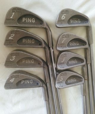 Rare Ping Karsten I Iron Set 1,  2,  3,  4,  6,  7,  9,  S;5&8 Missing Orig Ping Grips Right