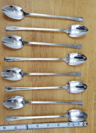 8 Wm Rogers Vintage 1940 Desire Overlaid Silver Plated " 7 5/8 " Iced Tea Spoons