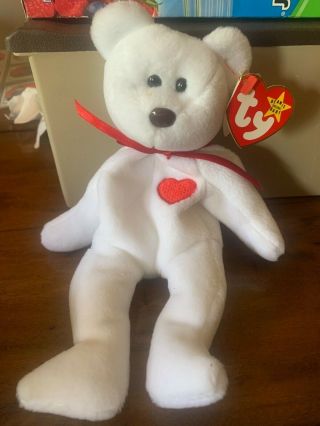 Rare Ty Beanie Baby Valentino Bear,  Brown Nose,  1993/1994 Tags With Errors