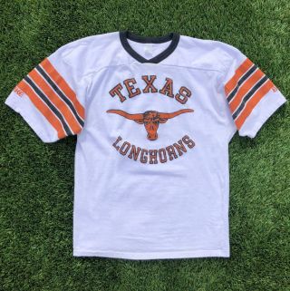 Rare Vtg 70s/80s White Bike Texas Longhorns Mascot Logo Jersey T Shirt M